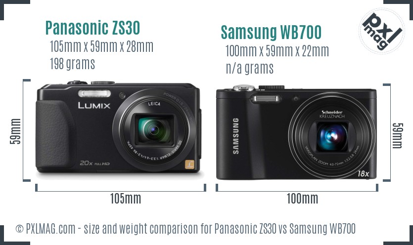 Panasonic ZS30 vs Samsung WB700 size comparison Panasonic ZS30 vs Samsung WB700 size comparison