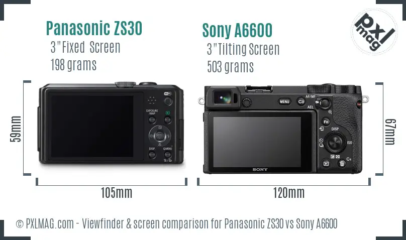 Panasonic ZS30 vs Sony A6600 Screen and Viewfinder comparison Panasonic ZS30 vs Sony A6600 Screen and Viewfinder comparison