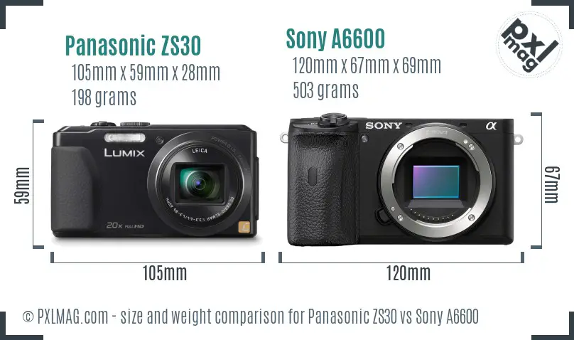 Panasonic ZS30 vs Sony A6600 size comparison Panasonic ZS30 vs Sony A6600 size comparison
