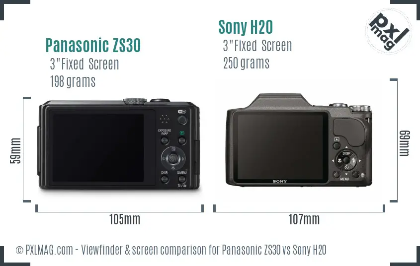Panasonic ZS30 vs Sony H20 Screen and Viewfinder comparison Panasonic ZS30 vs Sony H20 Screen and Viewfinder comparison