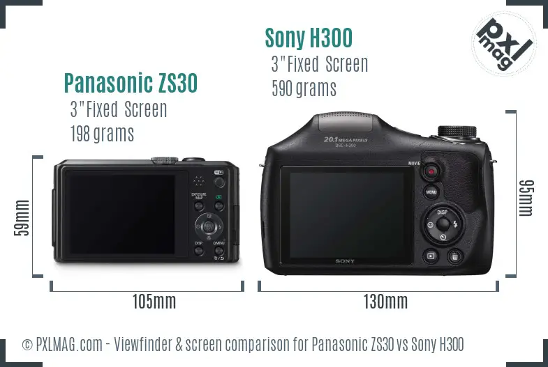 Panasonic ZS30 vs Sony H300 Screen and Viewfinder comparison