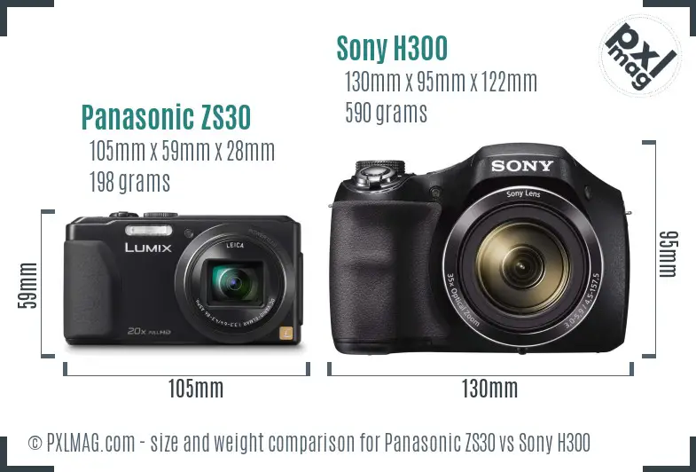 Panasonic ZS30 vs Sony H300 size comparison