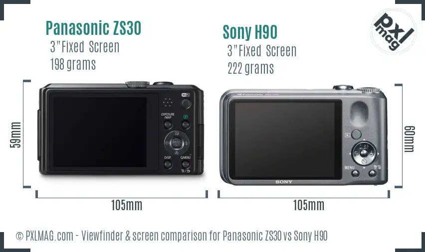 Panasonic ZS30 vs Sony H90 Screen and Viewfinder comparison Panasonic ZS30 vs Sony H90 Screen and Viewfinder comparison