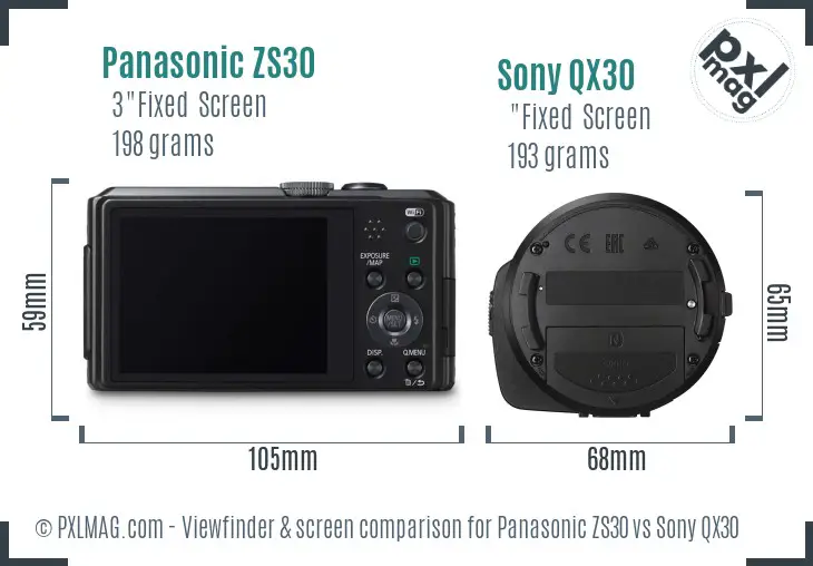 Panasonic ZS30 vs Sony QX30 Screen and Viewfinder comparison Panasonic ZS30 vs Sony QX30 Screen and Viewfinder comparison