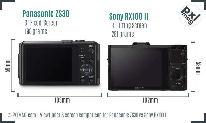 Panasonic ZS30 vs Sony RX100 II Screen and Viewfinder comparison Panasonic ZS30 vs Sony RX100 II Screen and Viewfinder comparison