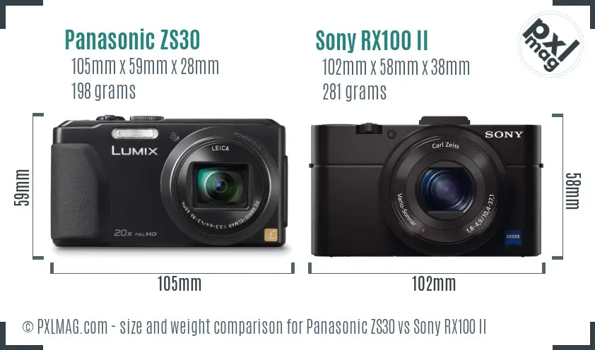 Panasonic ZS30 vs Sony RX100 II size comparison Panasonic ZS30 vs Sony RX100 II size comparison