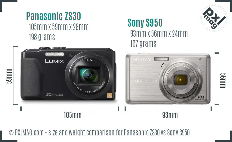 Panasonic ZS30 vs Sony S950 size comparison Panasonic ZS30 vs Sony S950 size comparison