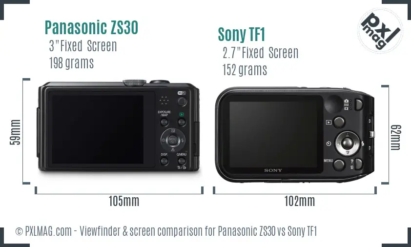 Panasonic ZS30 vs Sony TF1 Screen and Viewfinder comparison