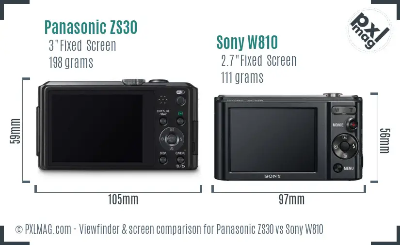 Panasonic ZS30 vs Sony W810 Screen and Viewfinder comparison Panasonic ZS30 vs Sony W810 Screen and Viewfinder comparison