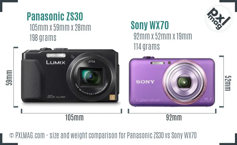 Panasonic ZS30 vs Sony WX70 size comparison Panasonic ZS30 vs Sony WX70 size comparison