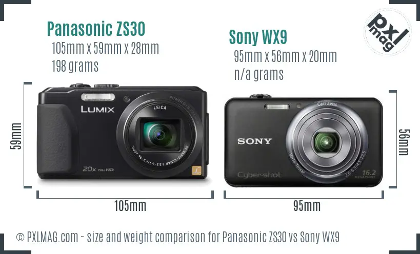 Panasonic ZS30 vs Sony WX9 size comparison