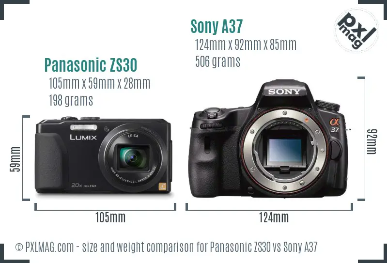 Panasonic ZS30 vs Sony A37 size comparison Panasonic ZS30 vs Sony A37 size comparison