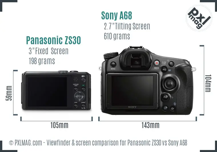 Panasonic ZS30 vs Sony A68 Screen and Viewfinder comparison Panasonic ZS30 vs Sony A68 Screen and Viewfinder comparison