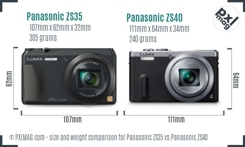 Panasonic ZS35 vs Panasonic ZS40 size comparison