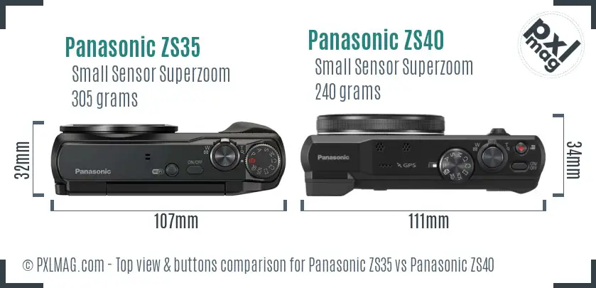 Panasonic ZS35 vs Panasonic ZS40 top view buttons comparison