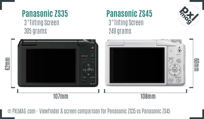 Panasonic ZS35 vs Panasonic ZS45 Screen and Viewfinder comparison