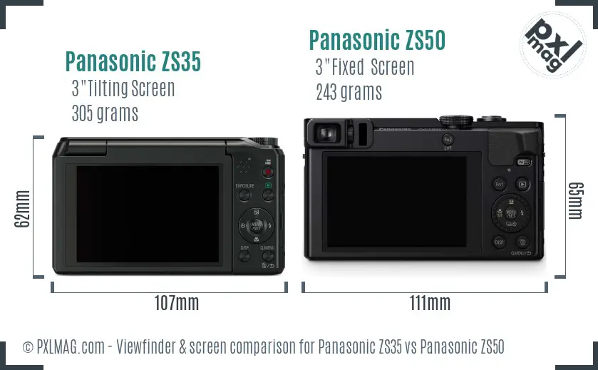 Panasonic ZS35 vs Panasonic ZS50 Screen and Viewfinder comparison