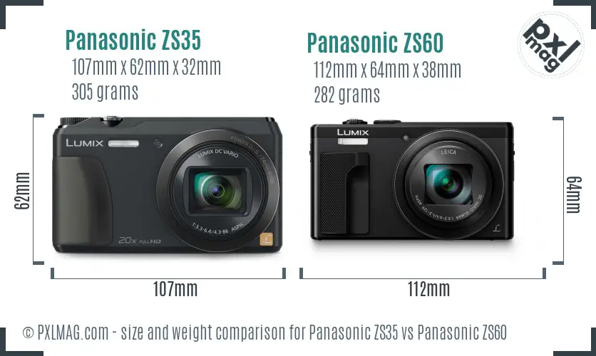 Panasonic ZS35 vs Panasonic ZS60 size comparison