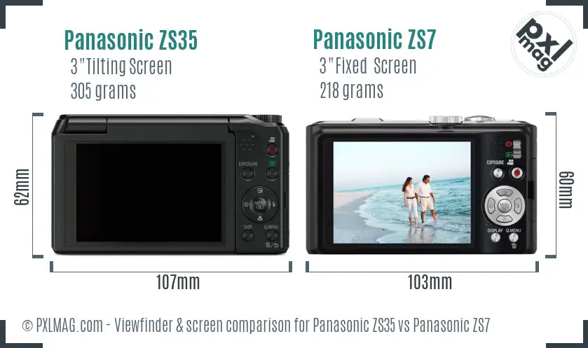 Panasonic ZS35 vs Panasonic ZS7 Screen and Viewfinder comparison