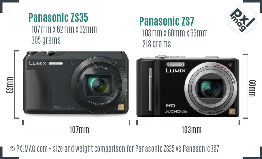 Panasonic ZS35 vs Panasonic ZS7 size comparison