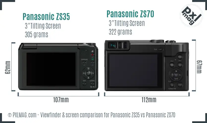 Panasonic ZS35 vs Panasonic ZS70 Screen and Viewfinder comparison