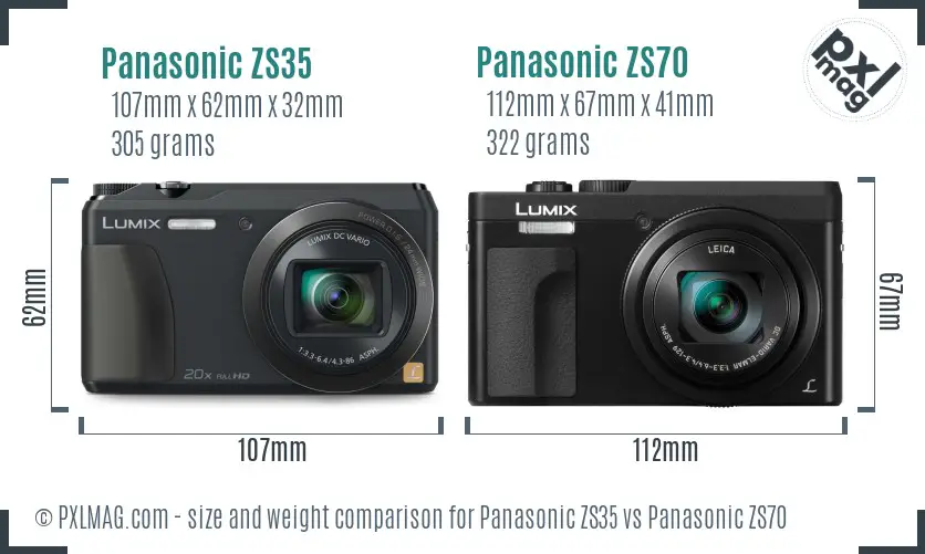 Panasonic ZS35 vs Panasonic ZS70 size comparison