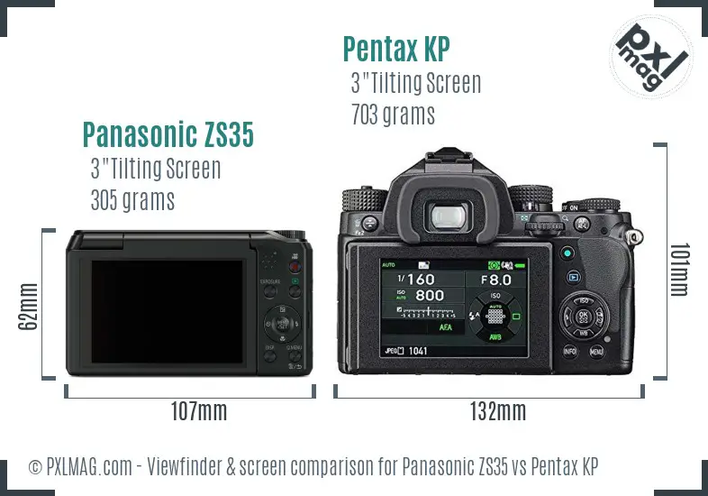 Panasonic ZS35 vs Pentax KP Screen and Viewfinder comparison