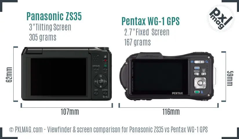 Panasonic ZS35 vs Pentax WG-1 GPS Screen and Viewfinder comparison
