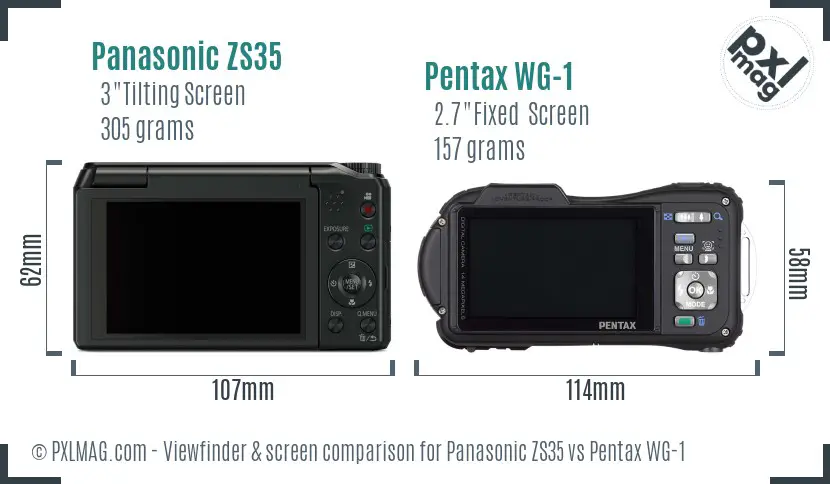 Panasonic ZS35 vs Pentax WG-1 Screen and Viewfinder comparison