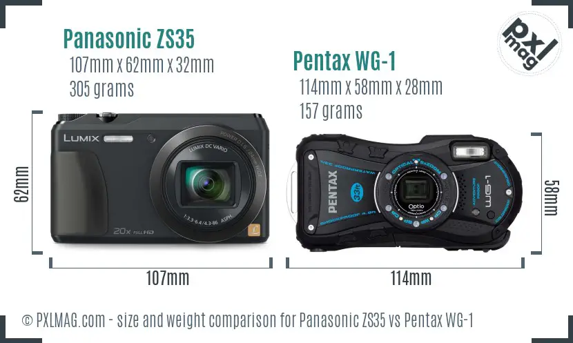 Panasonic ZS35 vs Pentax WG-1 size comparison