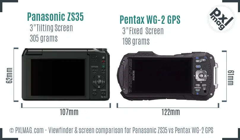 Panasonic ZS35 vs Pentax WG-2 GPS Screen and Viewfinder comparison