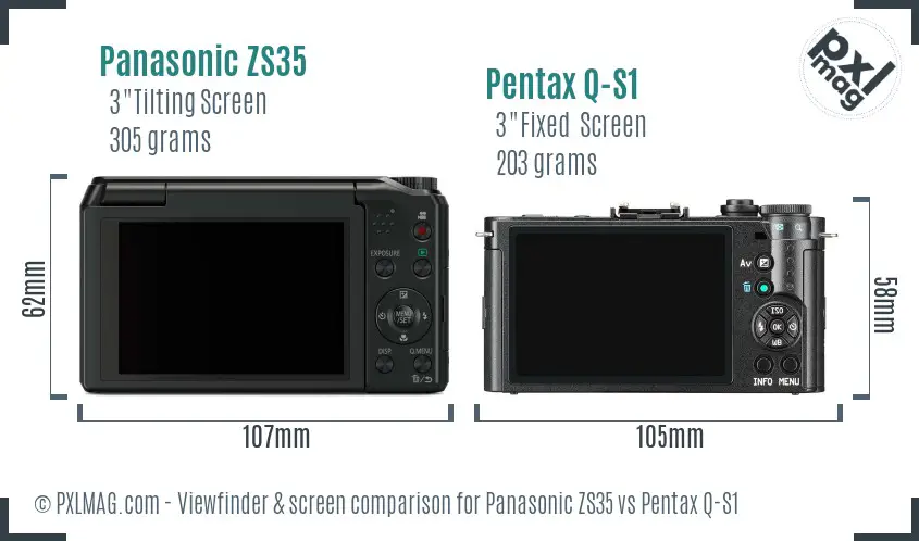 Panasonic ZS35 vs Pentax Q-S1 Screen and Viewfinder comparison