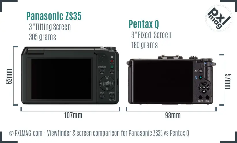 Panasonic ZS35 vs Pentax Q Screen and Viewfinder comparison
