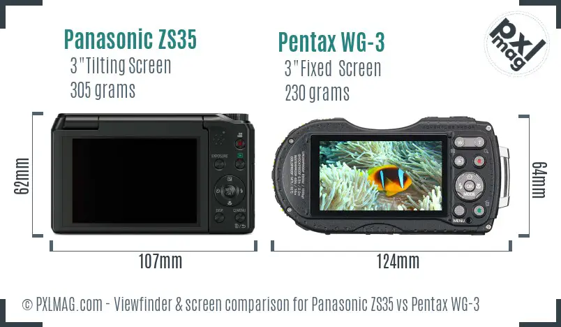 Panasonic ZS35 vs Pentax WG-3 Screen and Viewfinder comparison Panasonic ZS35 vs Pentax WG-3 Screen and Viewfinder comparison