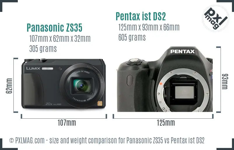Panasonic ZS35 vs Pentax ist DS2 size comparison