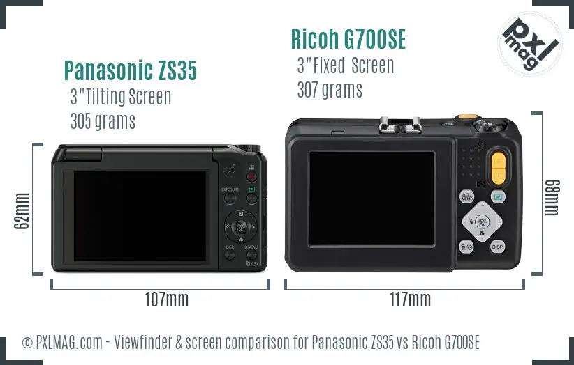 Panasonic ZS35 vs Ricoh G700SE Screen and Viewfinder comparison