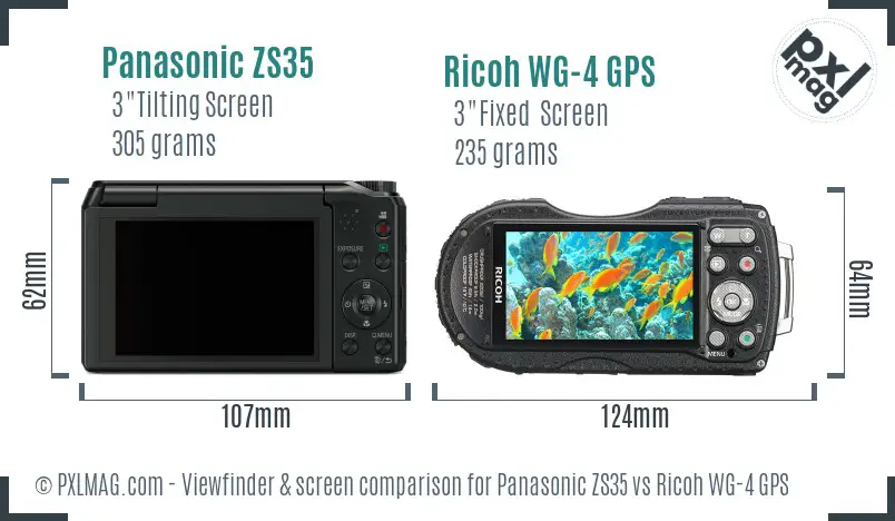 Panasonic ZS35 vs Ricoh WG-4 GPS Screen and Viewfinder comparison Panasonic ZS35 vs Ricoh WG-4 GPS Screen and Viewfinder comparison