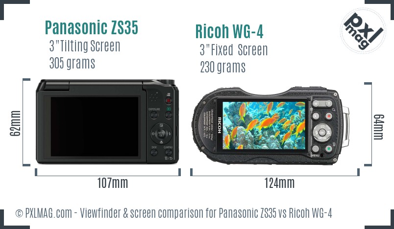 Panasonic ZS35 vs Ricoh WG-4 Screen and Viewfinder comparison