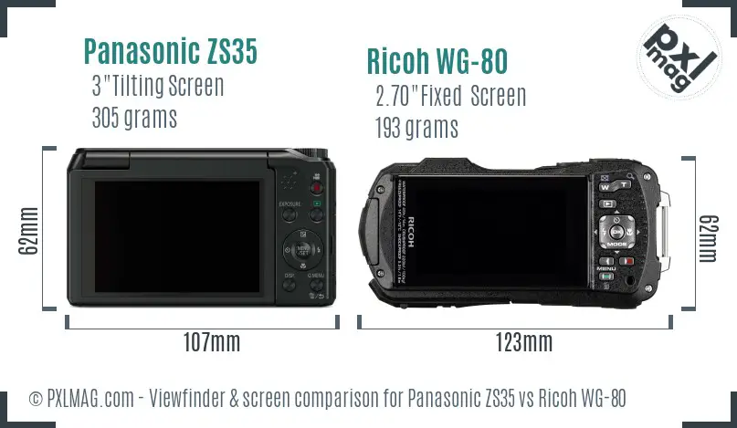 Panasonic ZS35 vs Ricoh WG-80 Screen and Viewfinder comparison