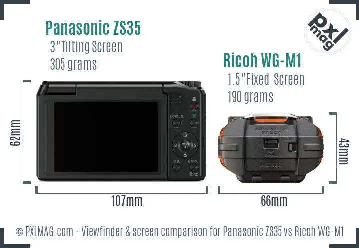 Panasonic ZS35 vs Ricoh WG-M1 Screen and Viewfinder comparison