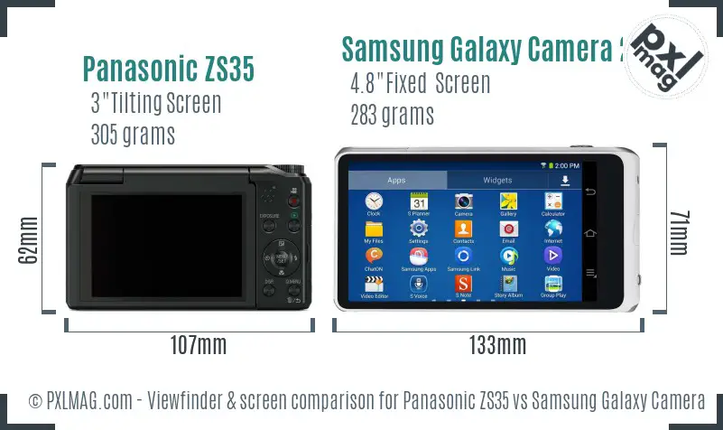 Panasonic ZS35 vs Samsung Galaxy Camera 2 Screen and Viewfinder comparison
