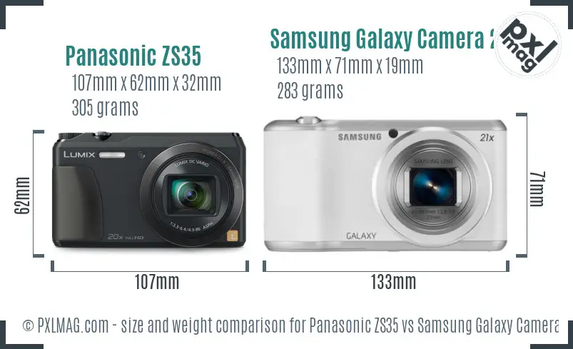 Panasonic ZS35 vs Samsung Galaxy Camera 2 size comparison