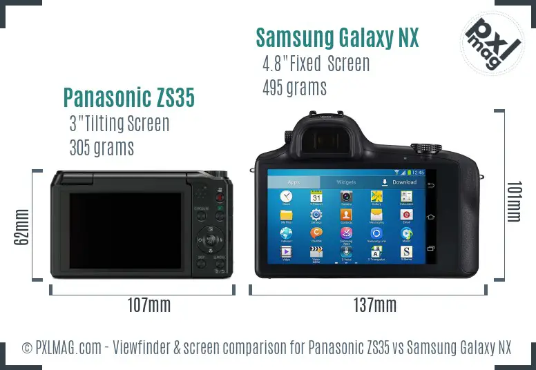 Panasonic ZS35 vs Samsung Galaxy NX Screen and Viewfinder comparison