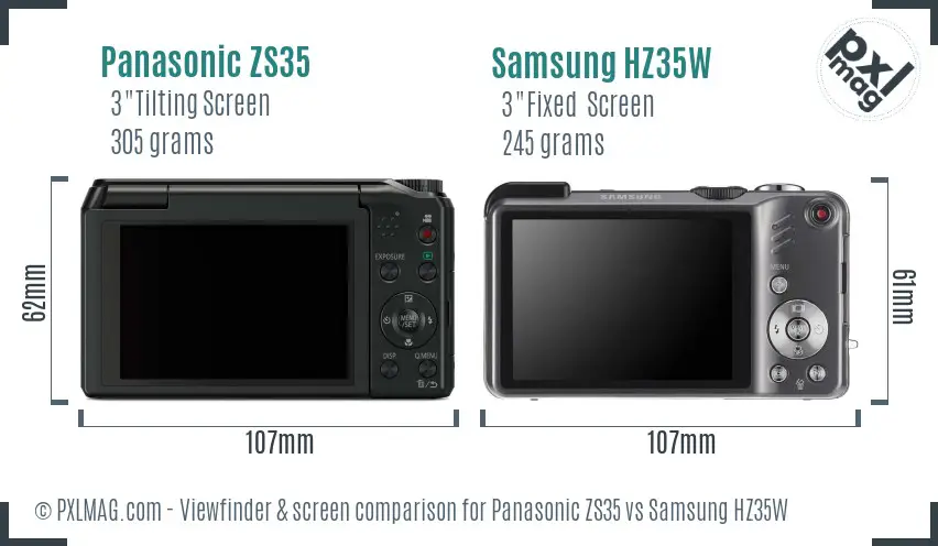 Panasonic ZS35 vs Samsung HZ35W Screen and Viewfinder comparison Panasonic ZS35 vs Samsung HZ35W Screen and Viewfinder comparison