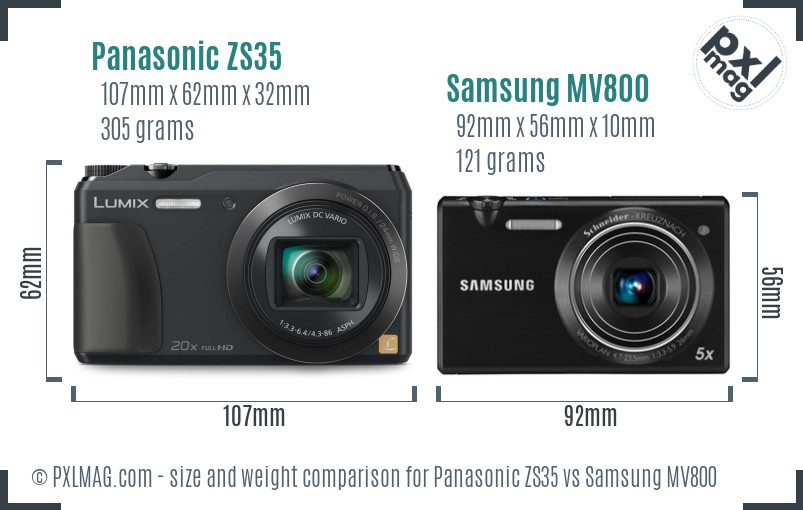 Panasonic ZS35 vs Samsung MV800 size comparison Panasonic ZS35 vs Samsung MV800 size comparison