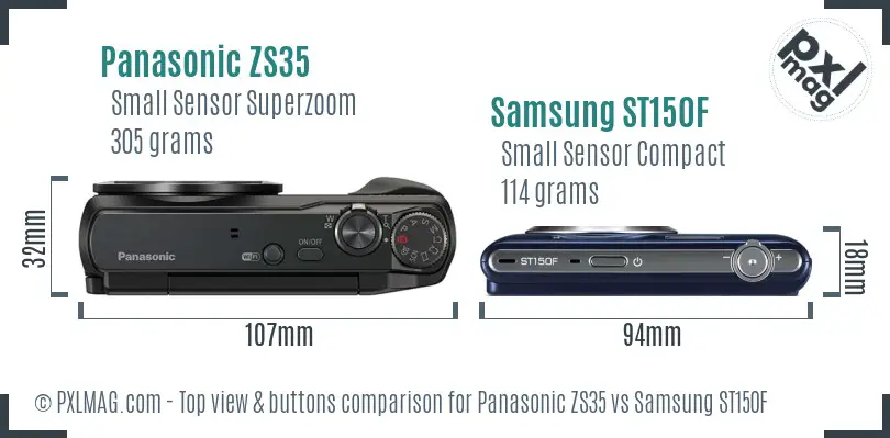 Panasonic ZS35 vs Samsung ST150F top view buttons comparison