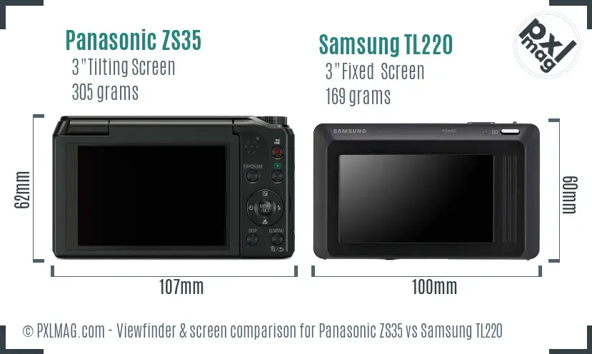 Panasonic ZS35 vs Samsung TL220 Screen and Viewfinder comparison Panasonic ZS35 vs Samsung TL220 Screen and Viewfinder comparison