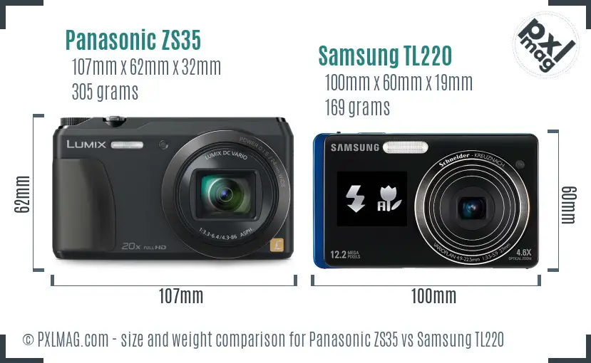Panasonic ZS35 vs Samsung TL220 size comparison Panasonic ZS35 vs Samsung TL220 size comparison