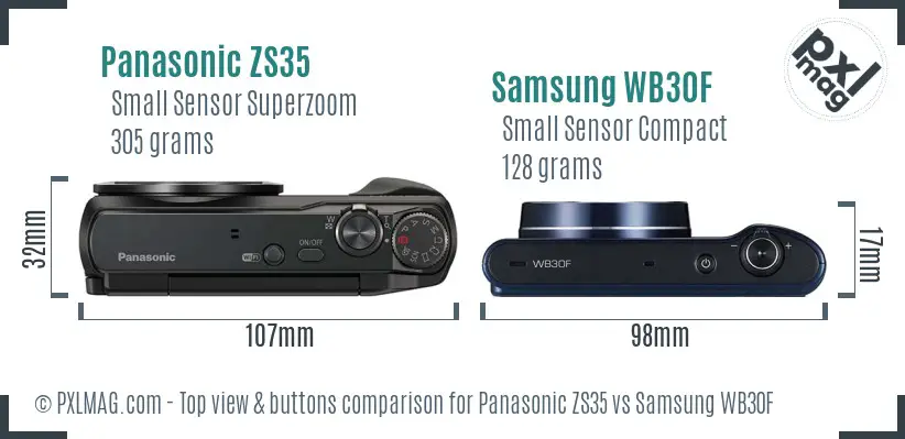 Panasonic ZS35 vs Samsung WB30F top view buttons comparison