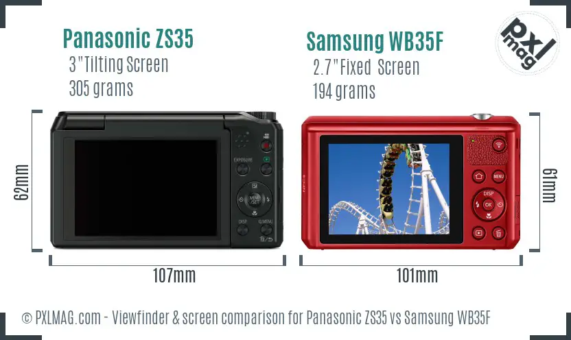 Panasonic ZS35 vs Samsung WB35F Screen and Viewfinder comparison